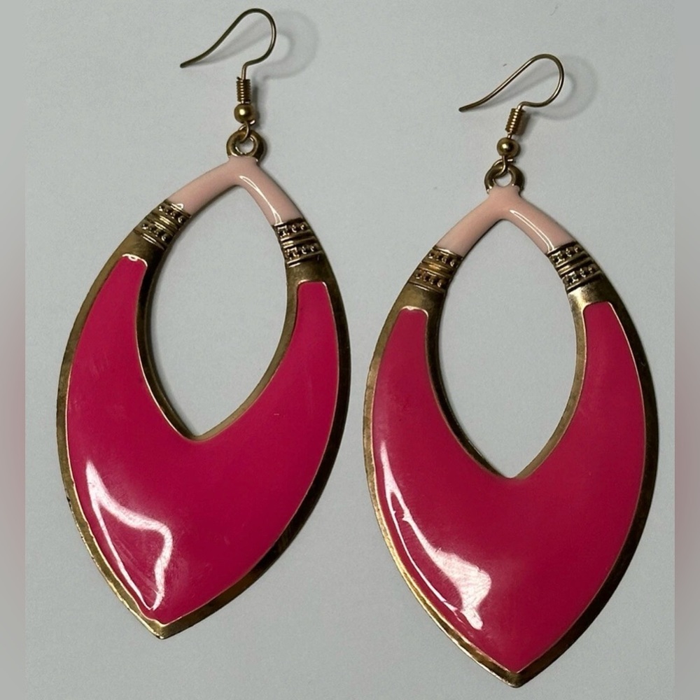 Elegant Pink and Gold Earrings